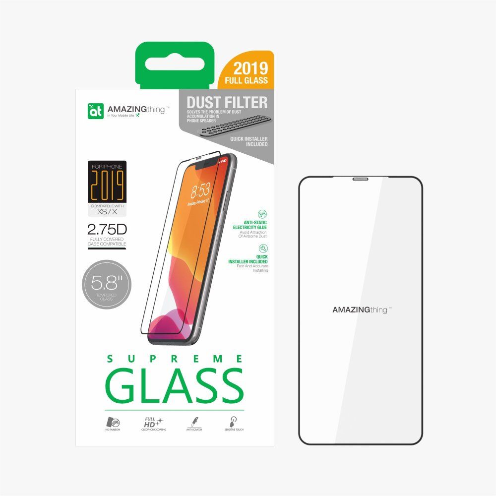 AMAZINGThing 2.75D Tempered Glass Anti Static  with Dust Filter for iPhone Xs Max/ 11 Pro Max