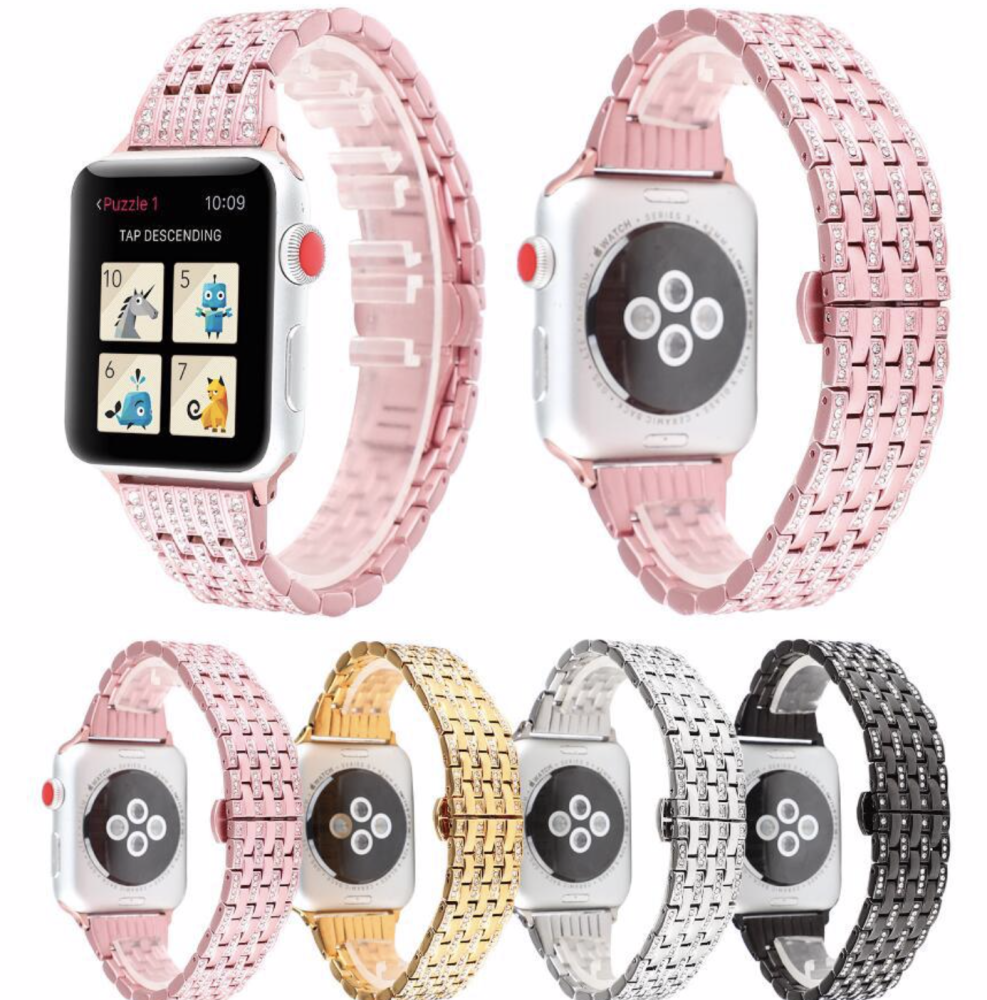 Diamond Stainless Steel Bracelet for Apple Watch 42/44mm Rose Gold (Type 2)