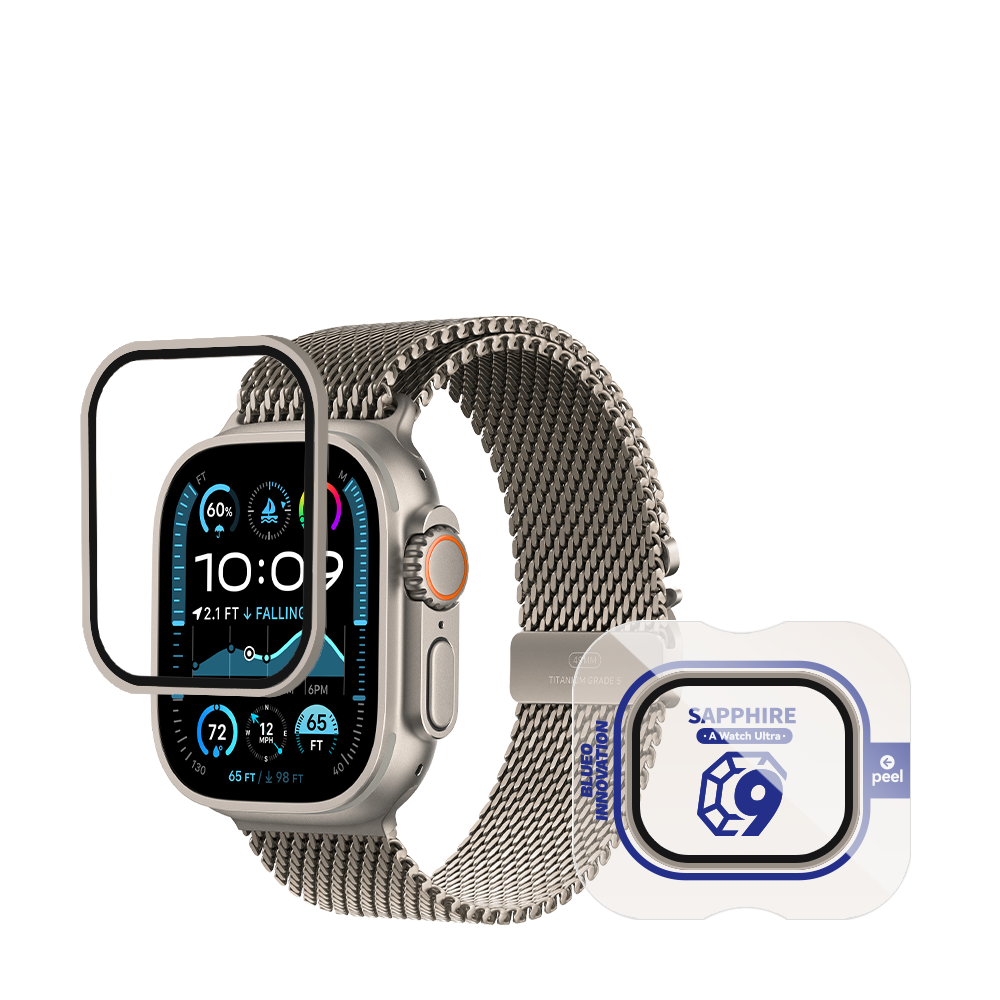 Blueo Sapphire & Titanium Alloy Apple Watch 49 mm Glass Kit Natural Titanium