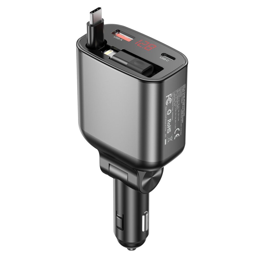 Choetech PD 105W USB-C/USB-A Fast Car Charger з розтяжним кабелем