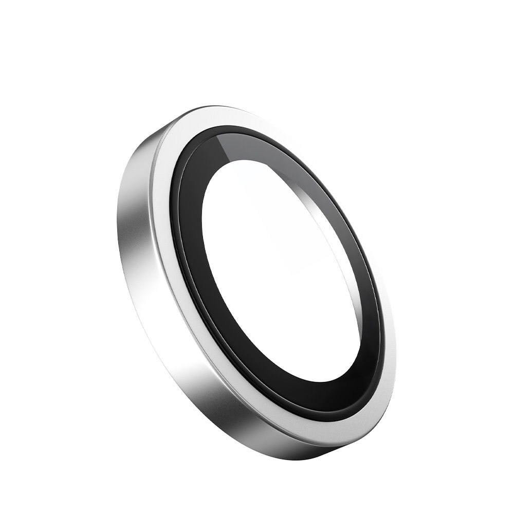 Blueo Original Metal Frame Lens Protector Glass for iPhone 15 Pro/15 Pro Max Silver