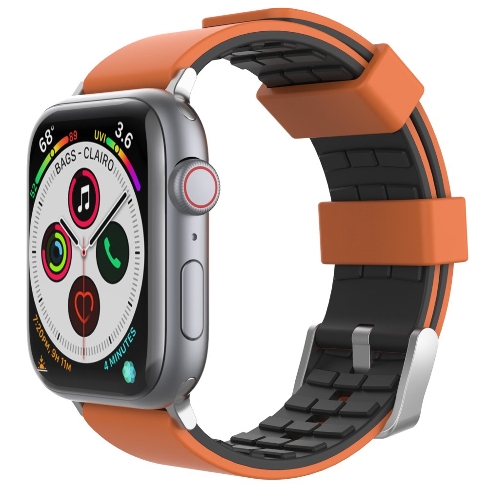 AhaStyle Premium Silicone Duotone Design Band for Apple Watch 42/44mm Orange/Black