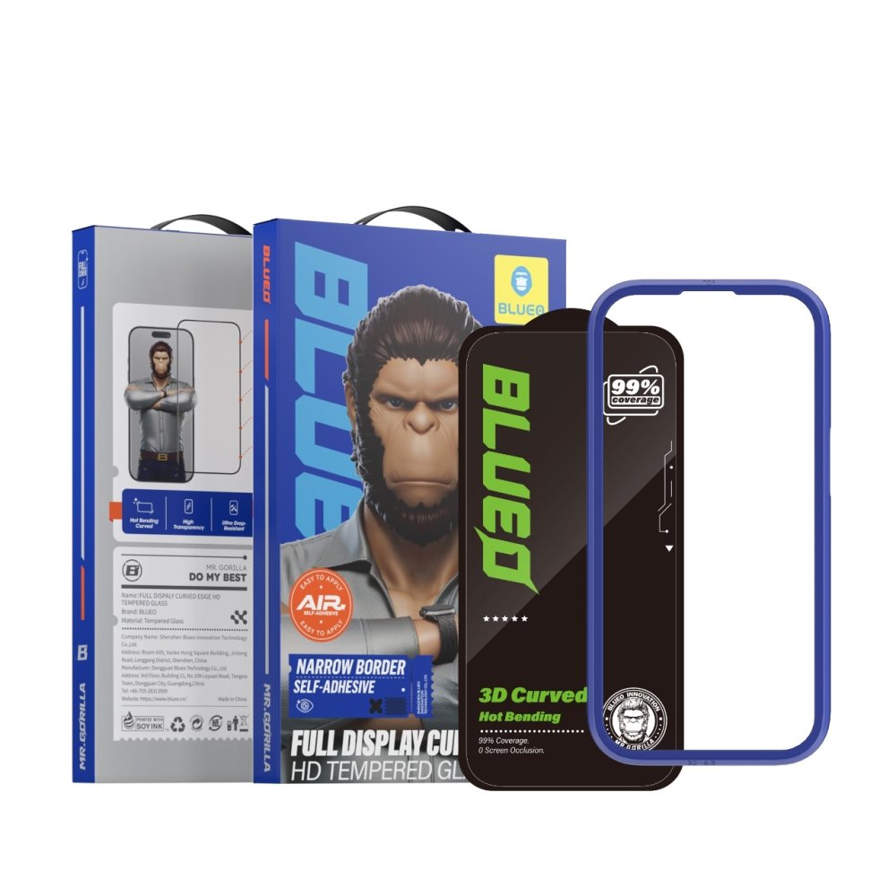 Blueo 3D HD Self-Adhesive Hot Bending Glass for iPhone 16 Pro