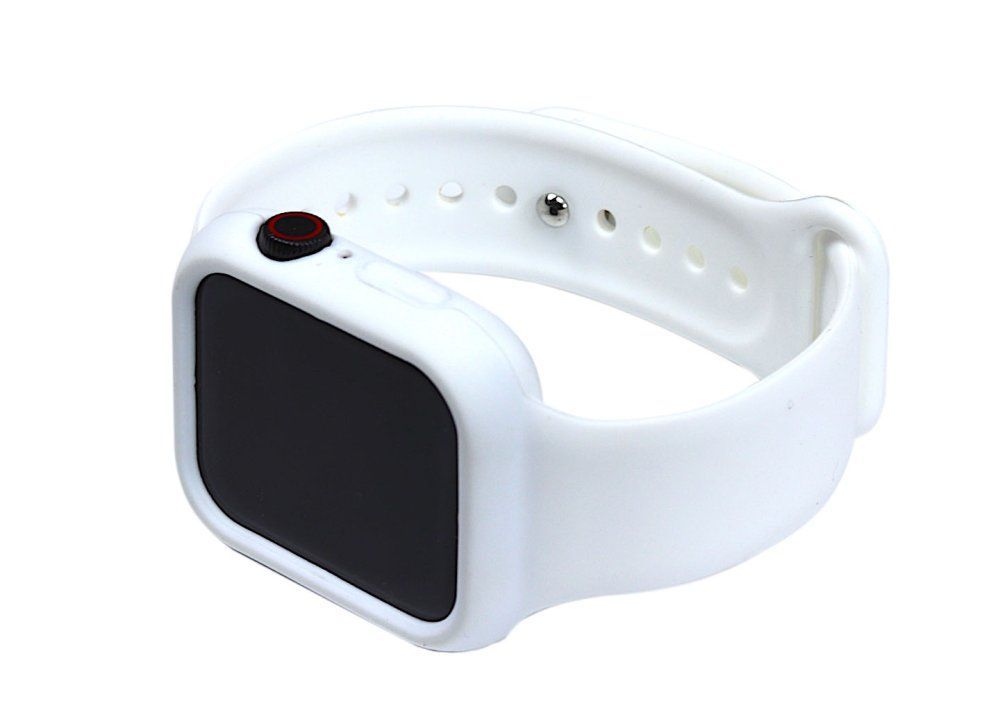 Silicone Watch Band Full Cover for for Apple Watch 44mm S/M White