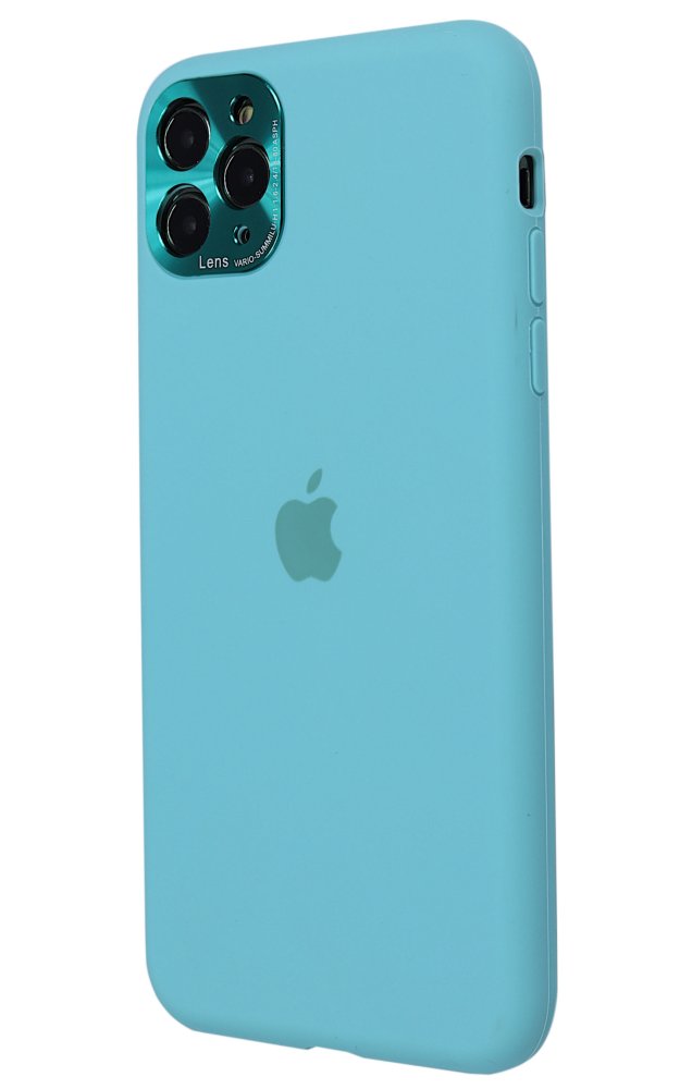 Apple Silicone Case for iPhone 11 Pro Ice Sea Blue (With Metal Frame Camera Lens Protection)