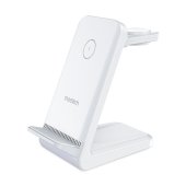 Choetech 15W 3 in 1 Wireless Charger Stand for Apple/Samsung Watch White