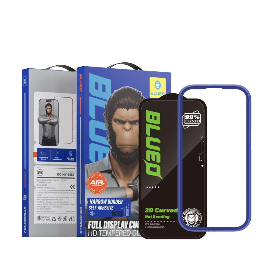 Blueo 3D HD Self-Adhesive Hot Bending Glass for iPhone 16 Pro