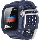 AhaStyle Matte TPU Band with Rugged Bumper Case for Apple Watch 42/44/45/46 mm Midnight Blue