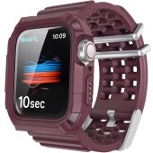 AhaStyle Matte TPU Band with Rugged Bumper Case for Apple Watch 42/44/45/46/49 mm Burgundy