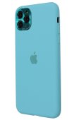 Silicone Case for iPhone 11 Pro Max Ice Sea Blue (With Metal Frame Camera Lens Protection)