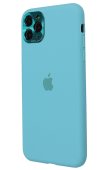 Apple Silicone Case for iPhone 11 Pro Ice Sea Blue (With Metal Frame Camera Lens Protection)