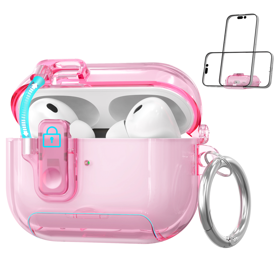 AhaStyle Easy Switch Button TPU Case for Airpods Pro 3 Transparent Pink
