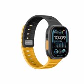 AmazingThing SilqLock Band for Apple Watch 42/44/45/46/49 mm Black/Munsell Yellow