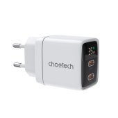 Choetech 35W GaN Dual USB-C Display Wall Charger White