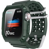 AhaStyle Matte TPU Band with Rugged Bumper Case for Apple Watch 42/44/45 mm Green