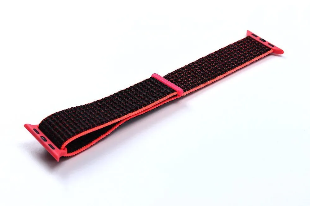 Nylon Sport Loop Band for Apple Watch 42mm Red/Black
