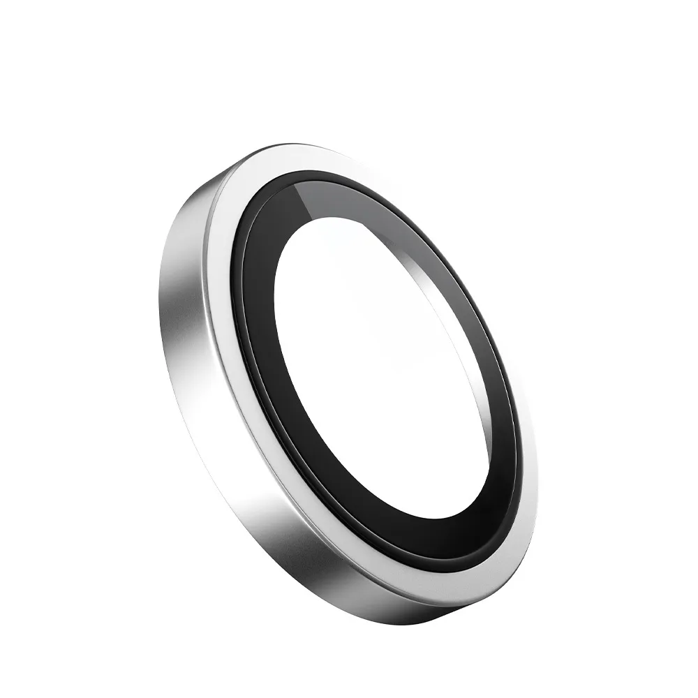 Blueo Original Metal Frame Lens Protector Glass for iPhone 15 Pro/15 Pro Max Silver