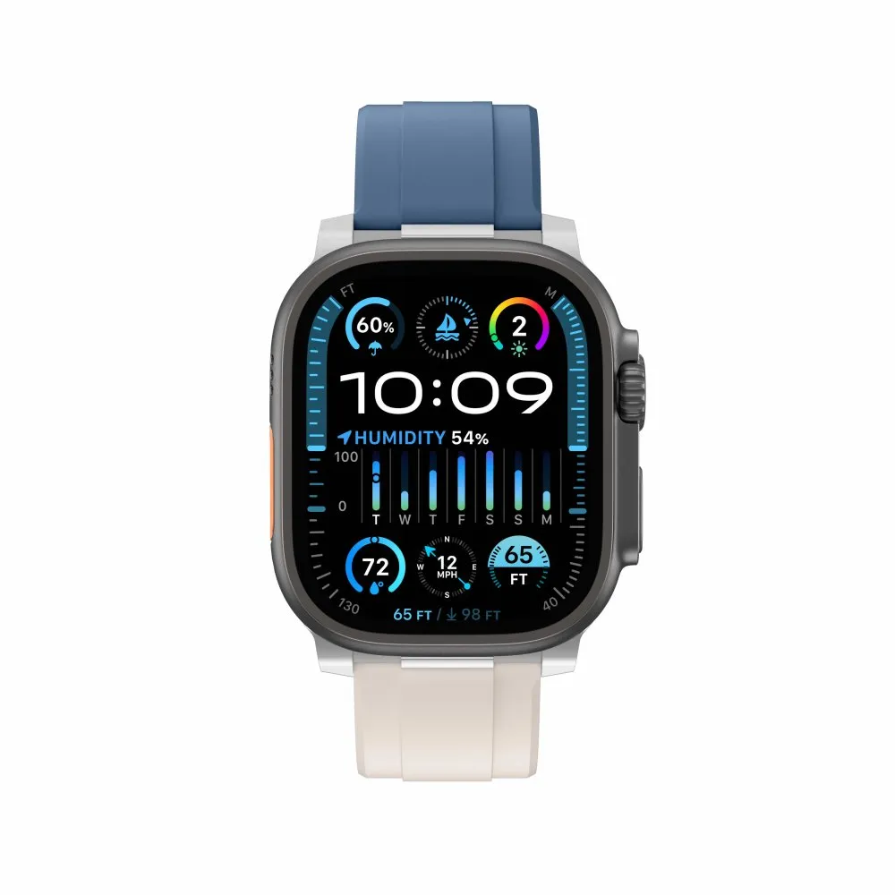 AmazingThing Chrono Band for Apple Watch 42/44/45/46/49 mm Starlight White/Serenity Blue