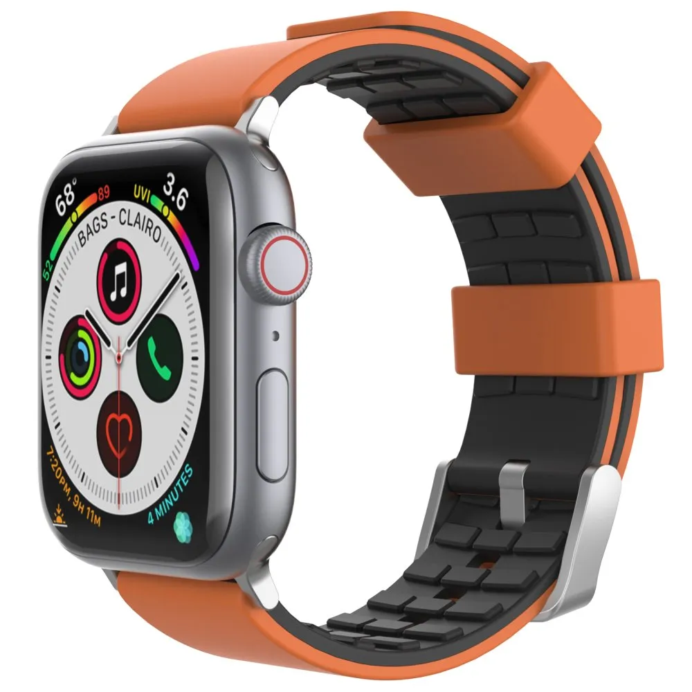 AhaStyle Premium Silicone Duotone Design Band for Apple Watch 42/44mm Orange/Black