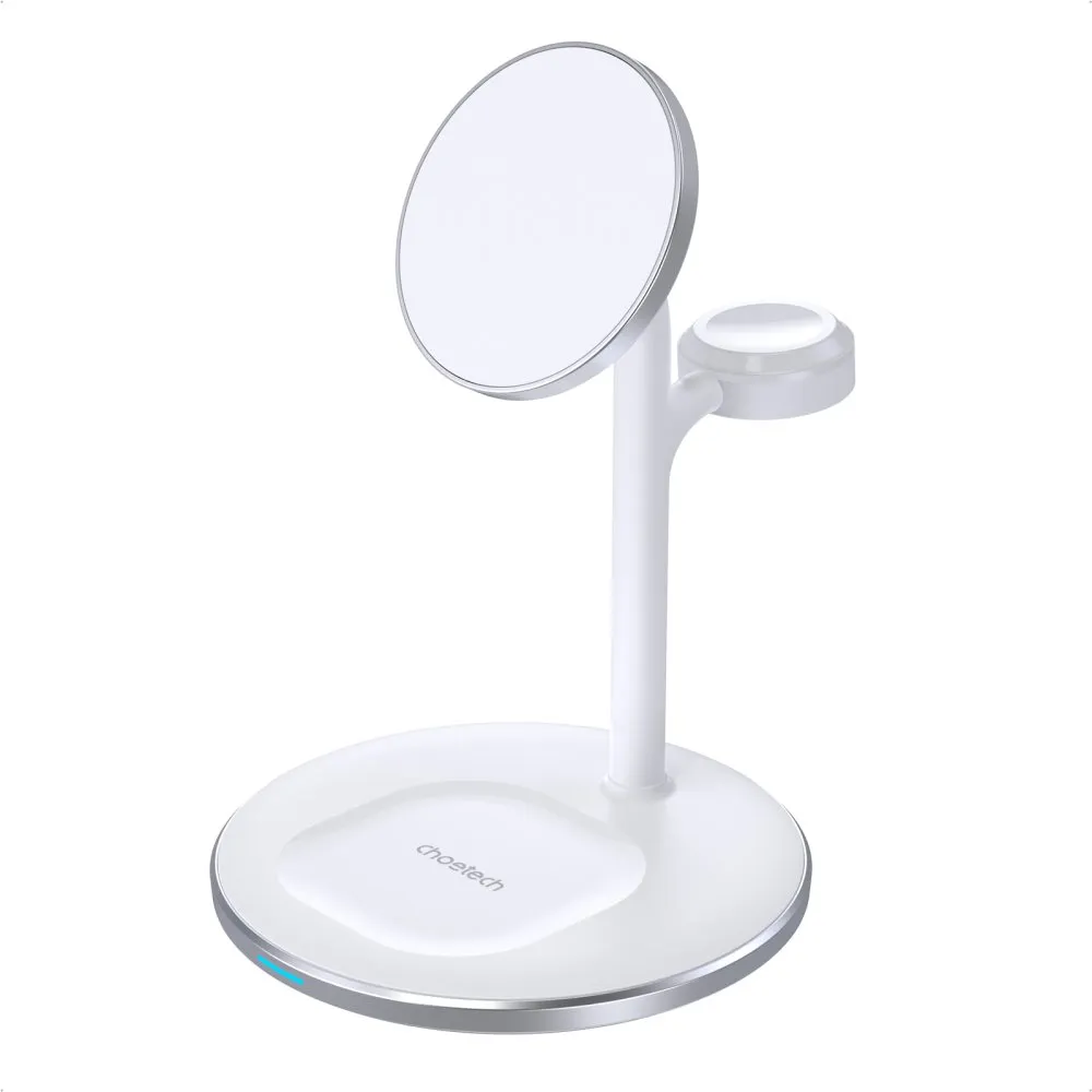 Choetech Magnetic 3 in 1 magnetic Wireless Charging Stand White