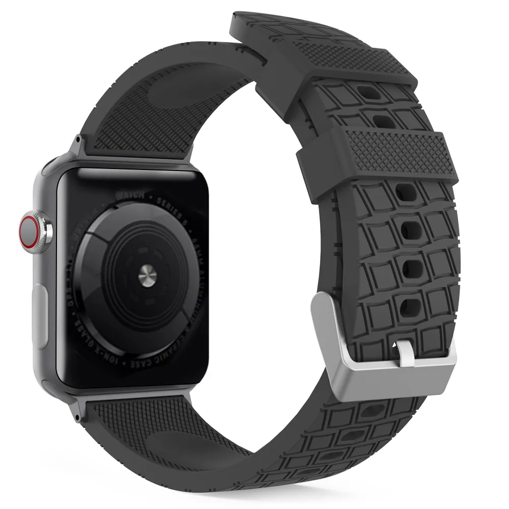 AhaStyle Premium Tire Texture Silicone Bands for Apple Watch 38/40mm Black
