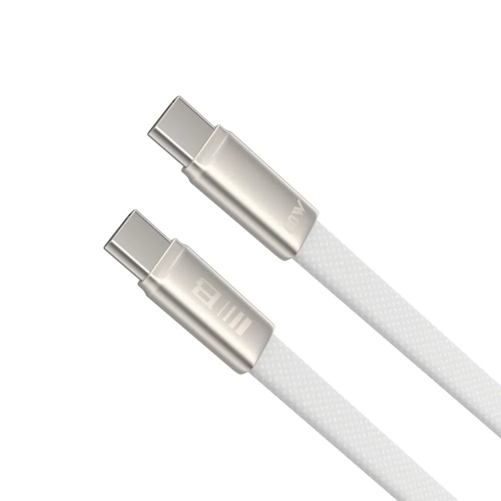 Blueo USB-C Slim Flat Braided Fast Charging Cable (60W) White