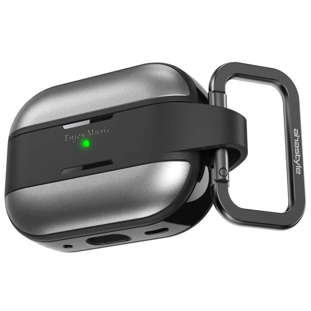 AhaStyle Rugged Aluminium Case for Airpods Pro 2 Dark Grey