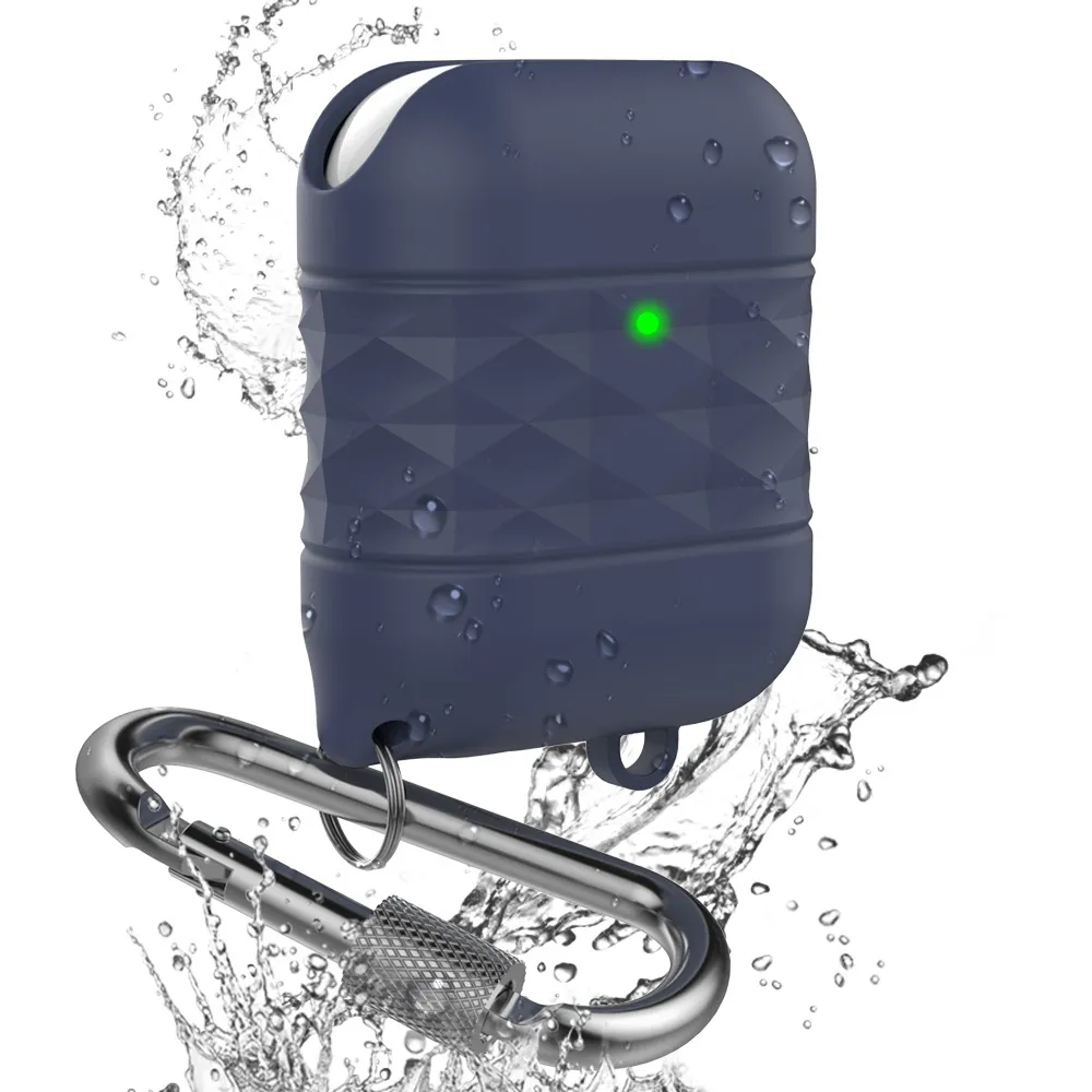 AhaStyle Water Resistant Silicone Case for Airpods 1/2 Navy Blue