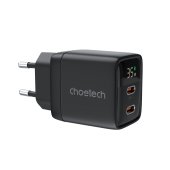 Choetech 35W GaN Dual USB-C Display Wall Charger Black